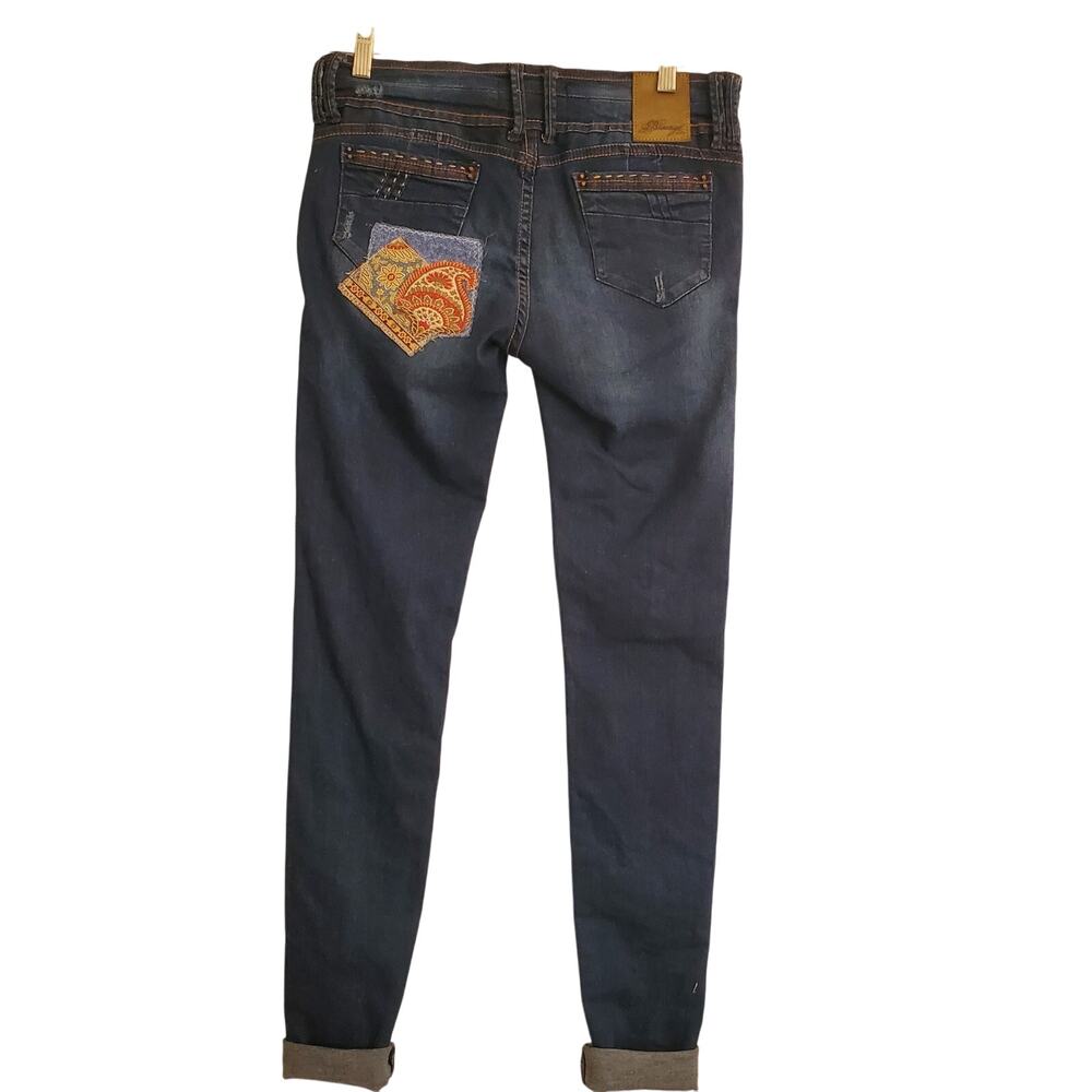 Upcycled Reworked Bonage Jeans Unique Boho Size 11 - Picture 4 of 9